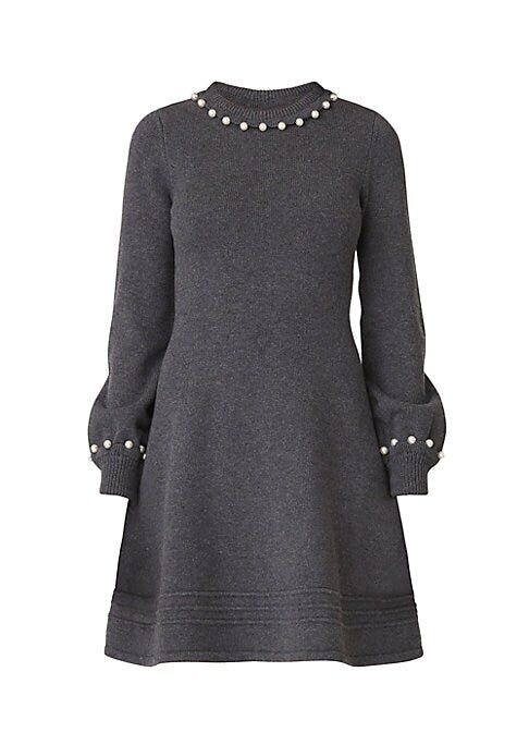 Beaded Balloon-Sleeve Dress