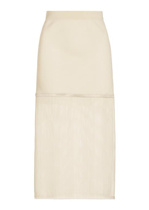 Striped Mesh Panel Skirt