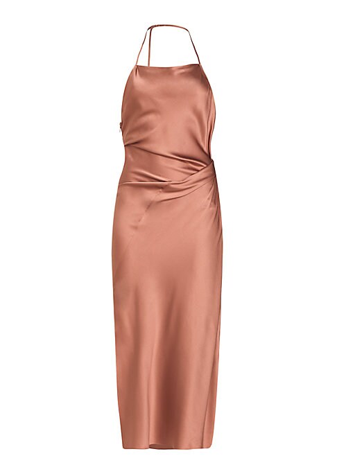 Draped Silk Midi Dress
