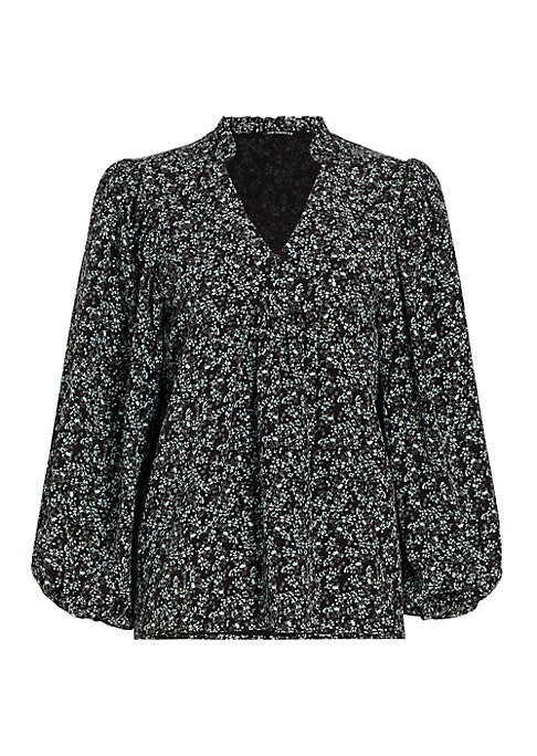 Silk Floral V-Neck Blouse