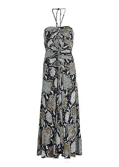 Elegant Snakeskin Halter Dress