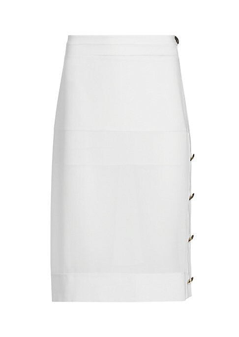 Sheer Button Midi Skirt