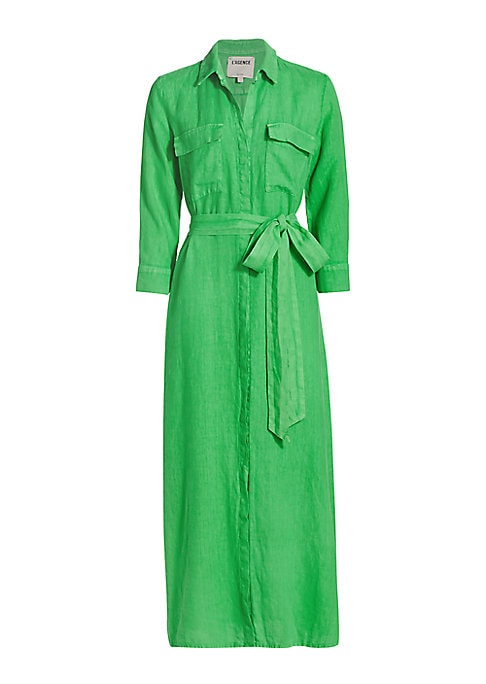 Belted Linen Elegance Dress