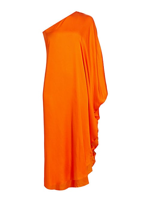 Draped One-Shoulder Midi Dress