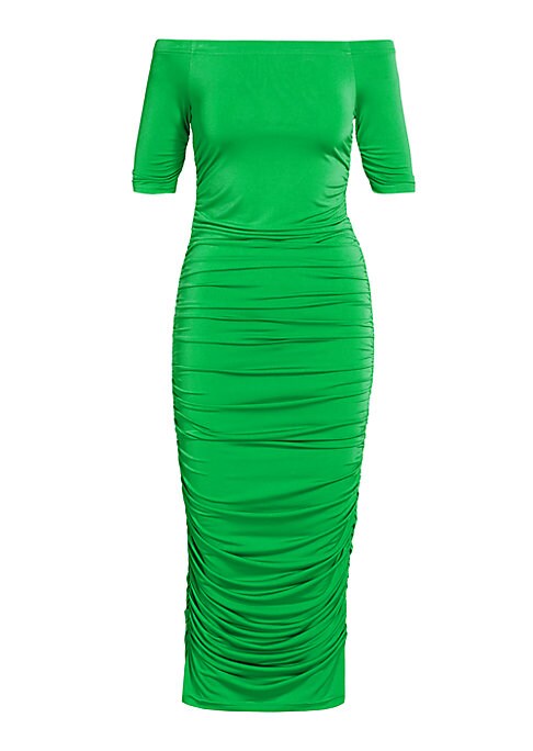 Ruched Off-Shoulder Midi Dress