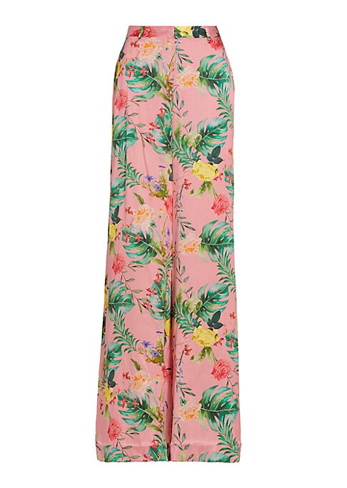 Floral Silk Satin Trousers