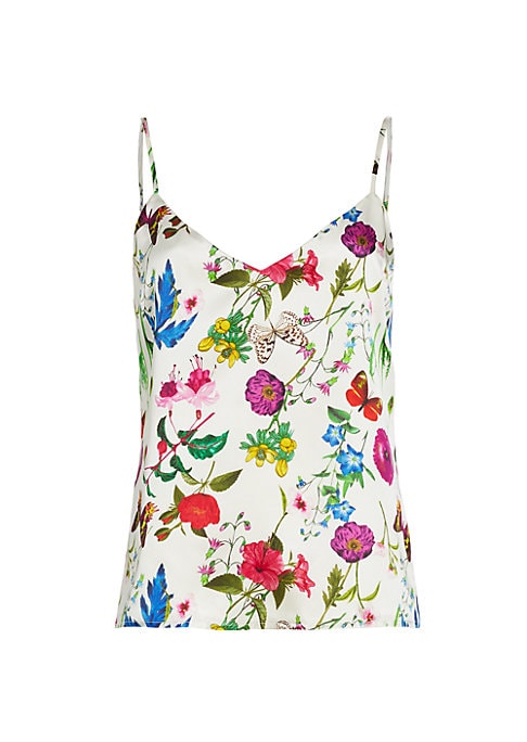 Floral Silk V-Neck Tank