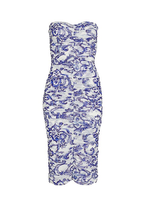 Ruched Print Midi Dress