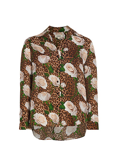 Leopard Rose Silk Top