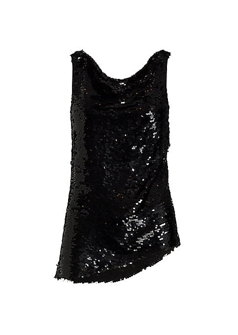 Sequined Cowlneck Glam Top