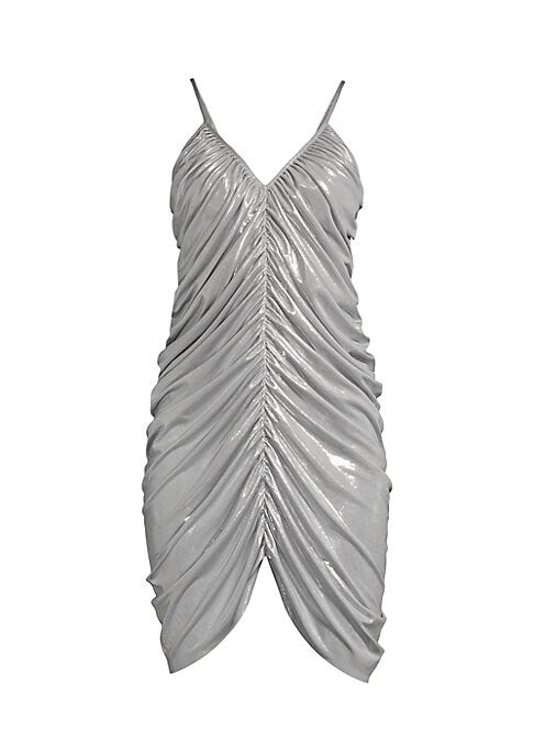 Metallic Ruching Mini Dress