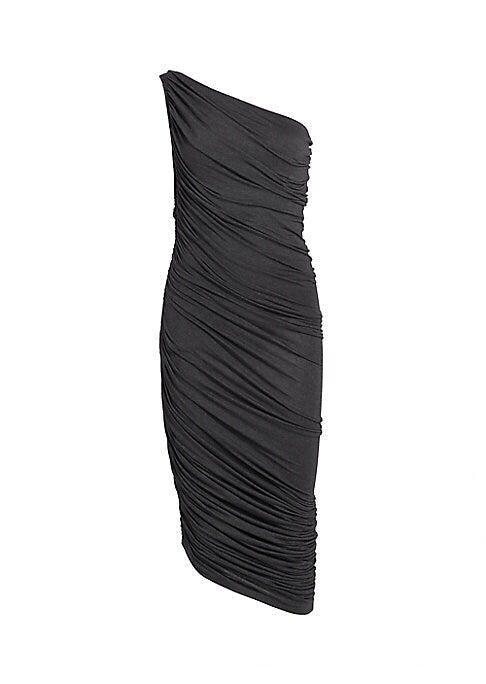 Gathered One-Shoulder Midi Dress