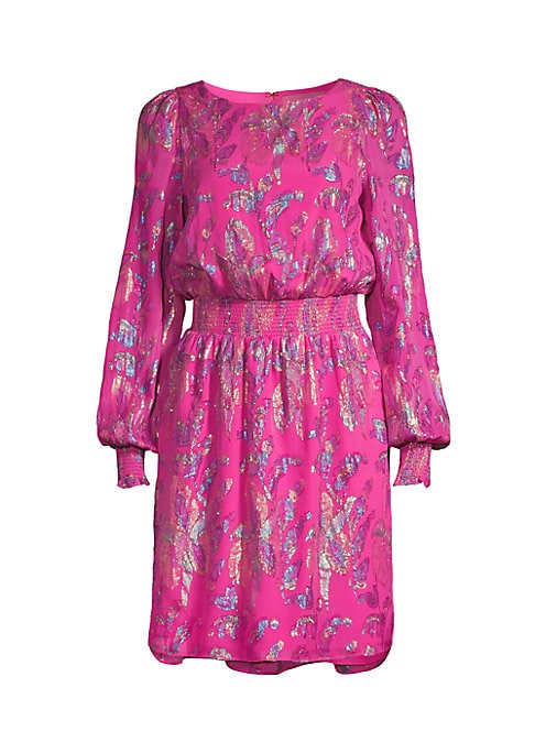 Metallic Floral Smocked Dress