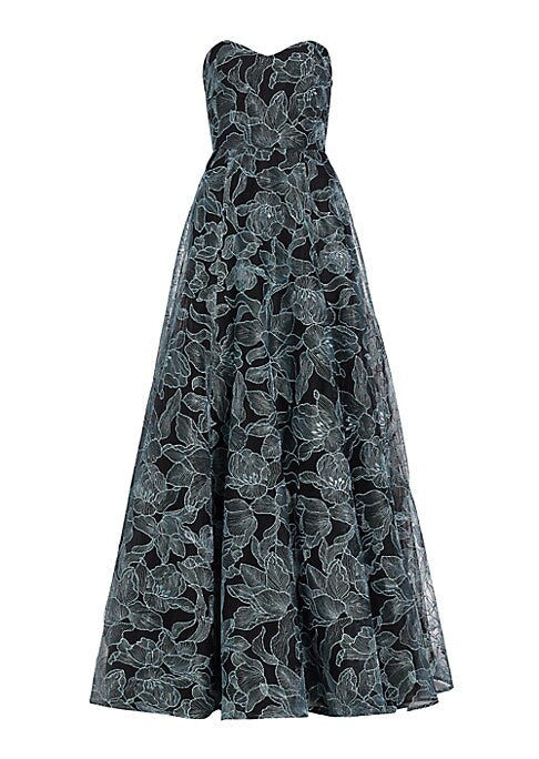 Floral Sequin Evening Dress