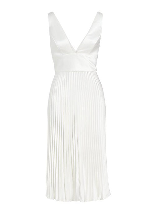 Plunging Pleat Midi Dress