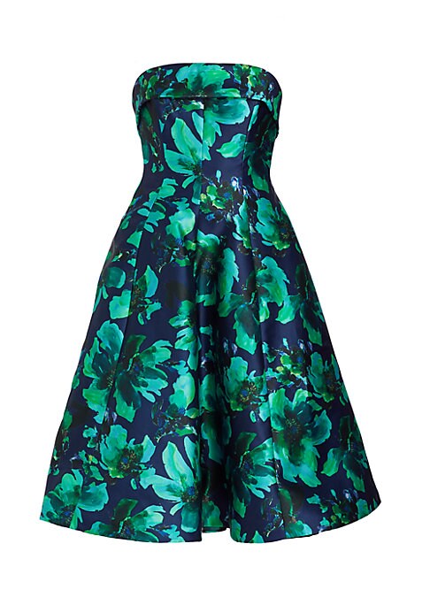 Floral Satin Fit-and-Flare Dress