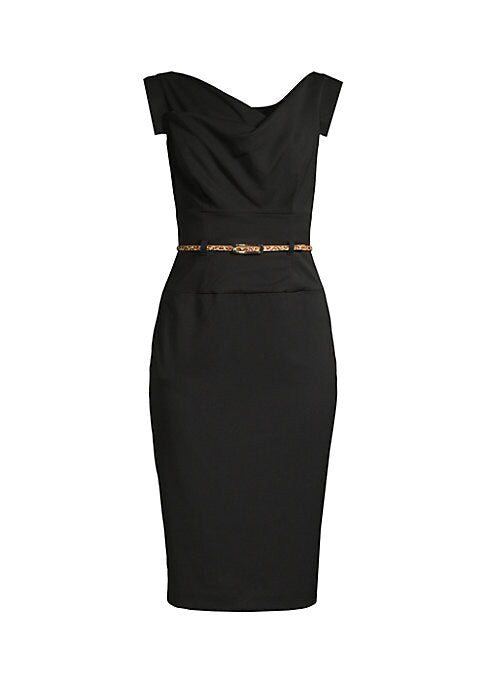 Leopard Belt Cowl Dress