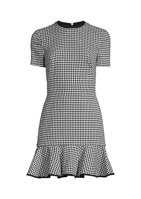 Chic Houndstooth Ruffle Dress