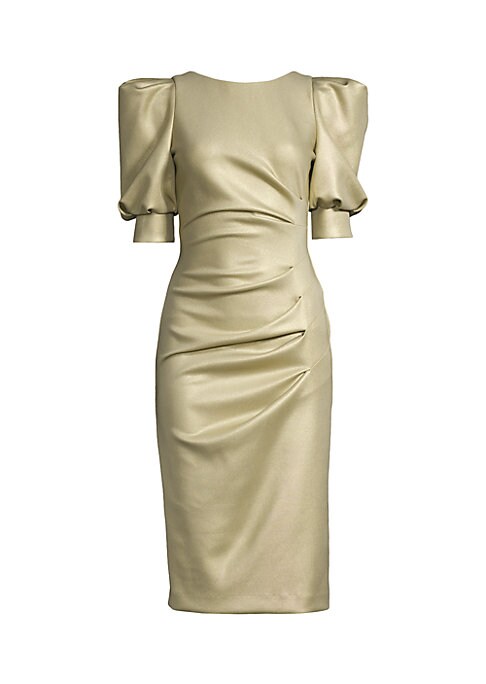 Metallic Blouson Sheath Dress