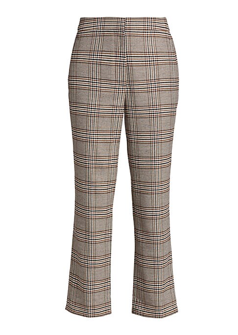 Chic Plaid Slit Trousers