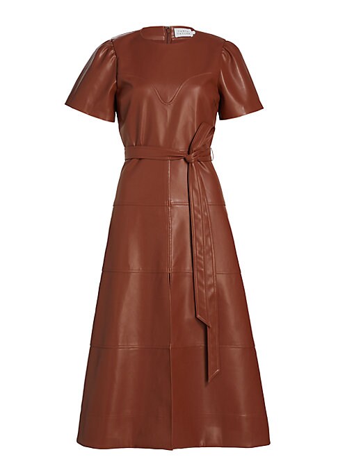 Chic Vegan Leather Midi Dress