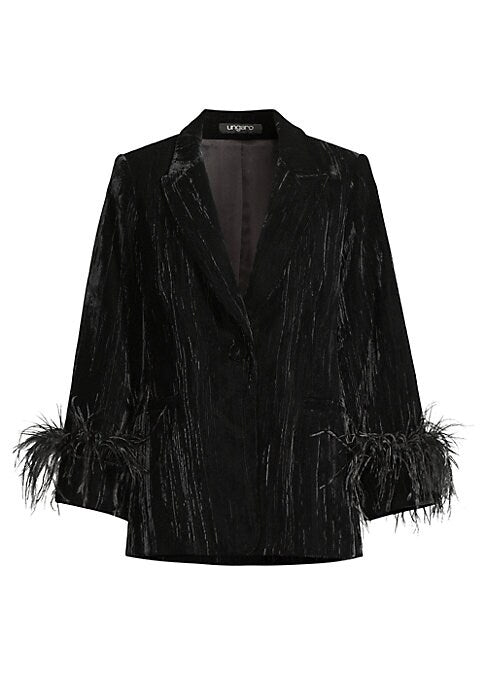 Feathered Velvet Blazer