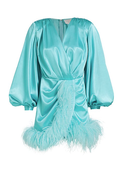 Feathered Wrap Mini Dress