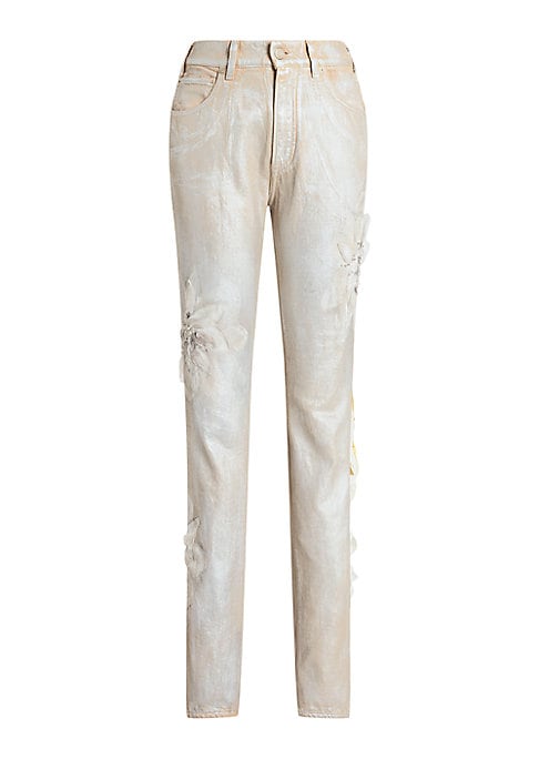 Metallic Floral Slim Jeans