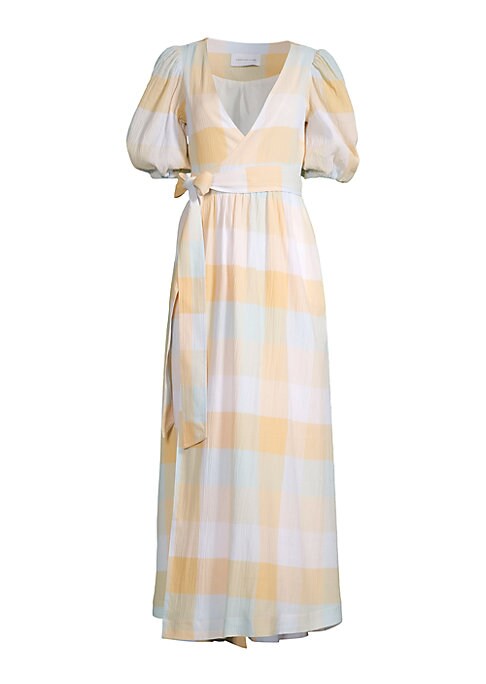 Checkered Wrap Midi Dress