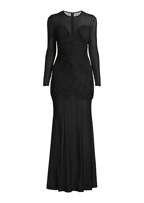 Sheer Elegance Ruched Gown