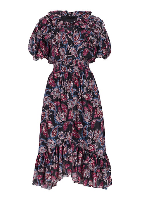 Puff Sleeve Paisley Dress