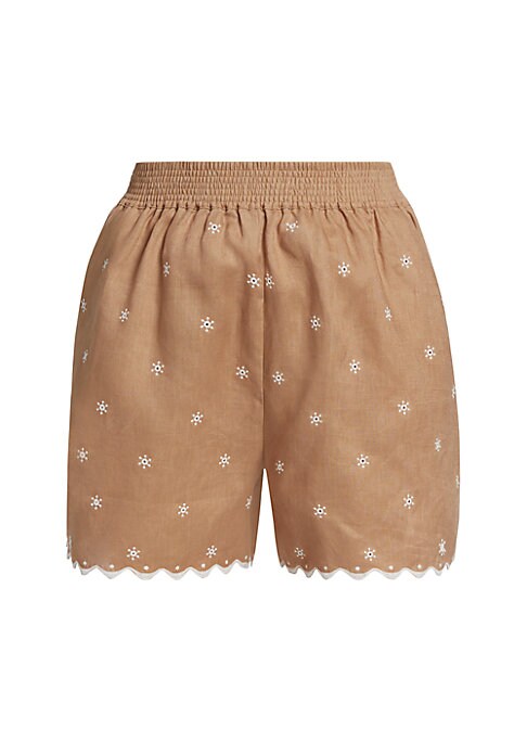 Scalloped Linen Shorts