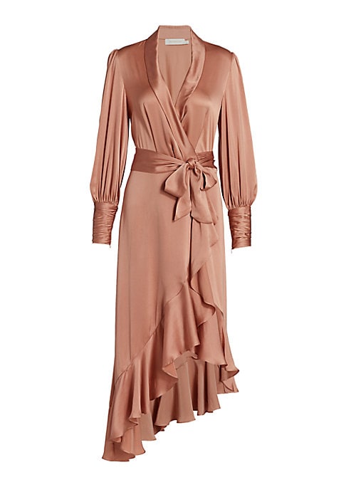 Silk Ruffle Wrap Dress