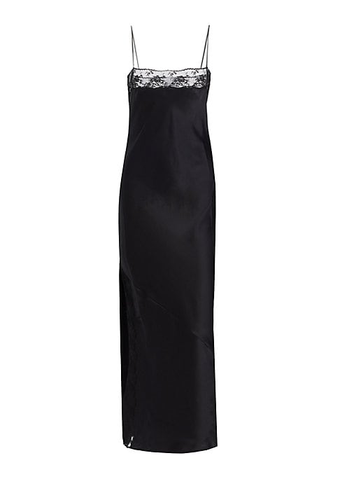 Lace Trim Silk Gown