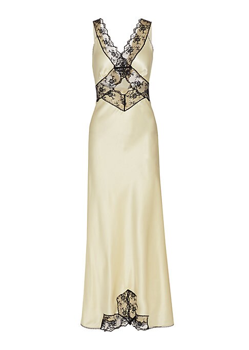 Lace-Trimmed Silk Gown
