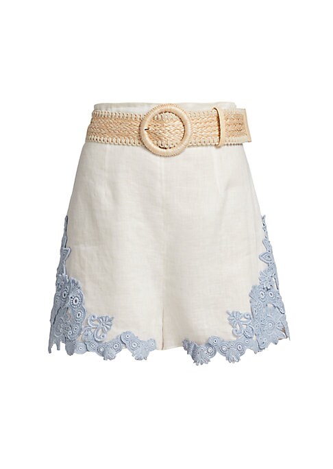 Embroidered Linen A-Line Shorts