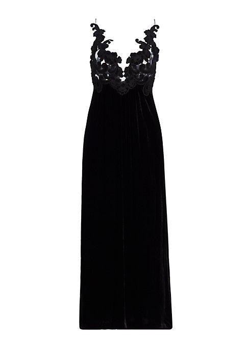 Velvet Floral Cut-Out Dress