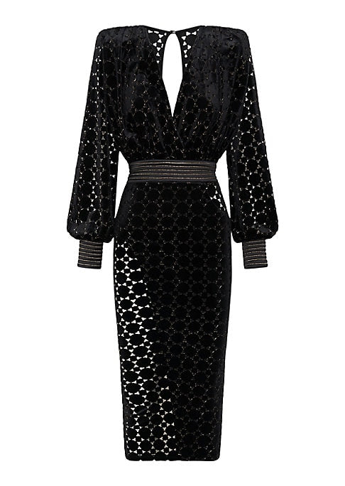 Keyhole Velvet Midi Dress