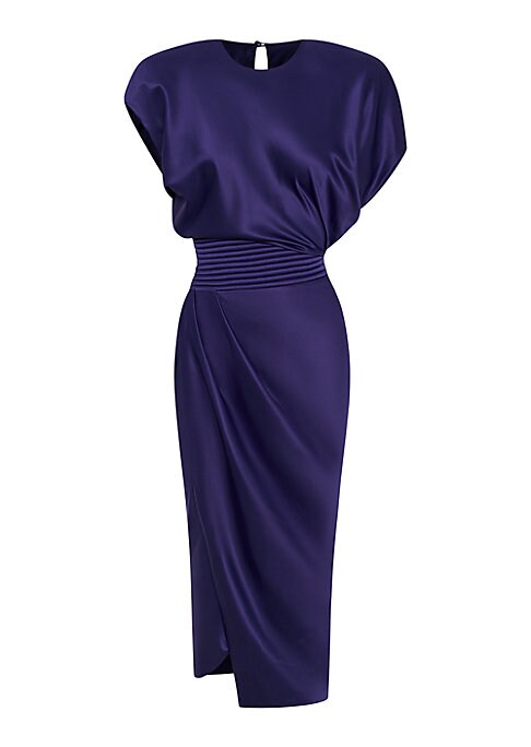 Satin Asymmetrical Pleat Dress