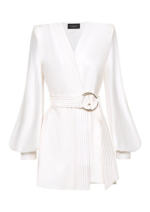 Satin Wrap Mini Dress