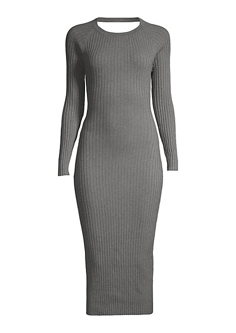 Ribbed Cut-Out Midi Dress