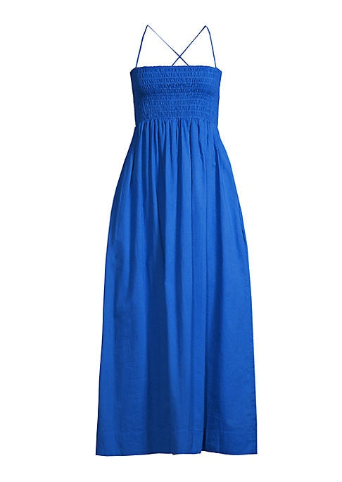 Sunny Smocked Cotton Midi-Dress