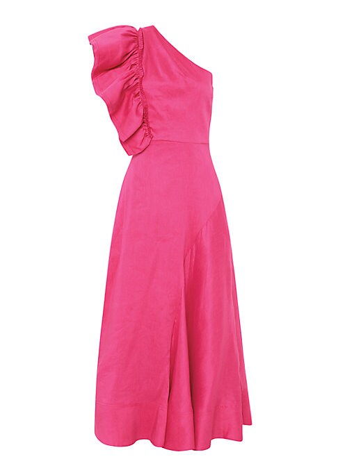 Asymmetric Ruffle Midi Dress