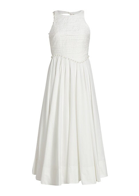 Pearl-Embellished Midi Dress
