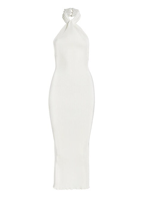 Satin Pleat Halter Dress