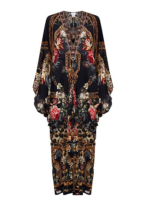 Vibrant Silk Floral Caftan