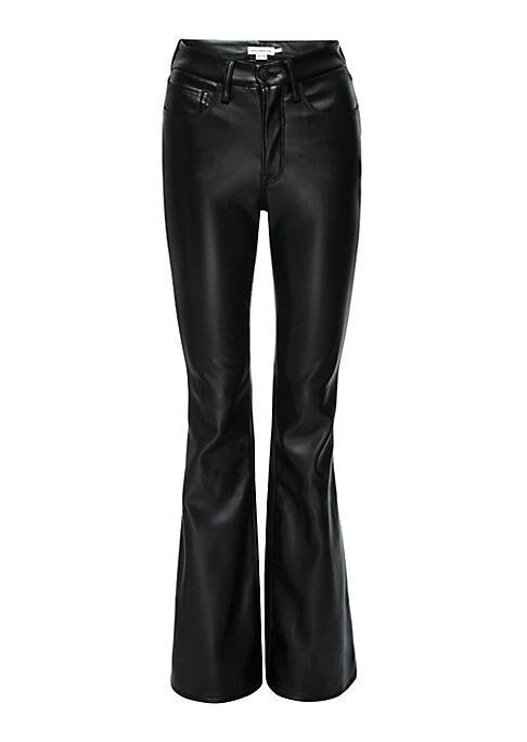 Faux Leather Boot-Cut Trousers