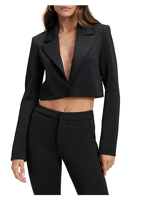 Cropped Shiny Scuba Blazer