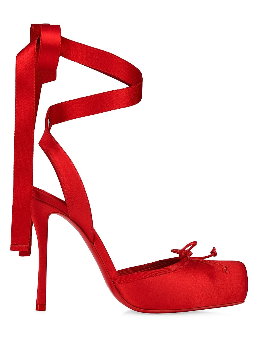 Cassia Lace Up 100MM Satin Pumps