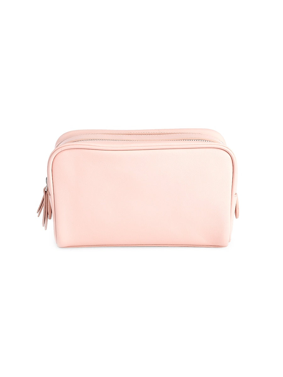 Double Zip Leather Toiletry Bag